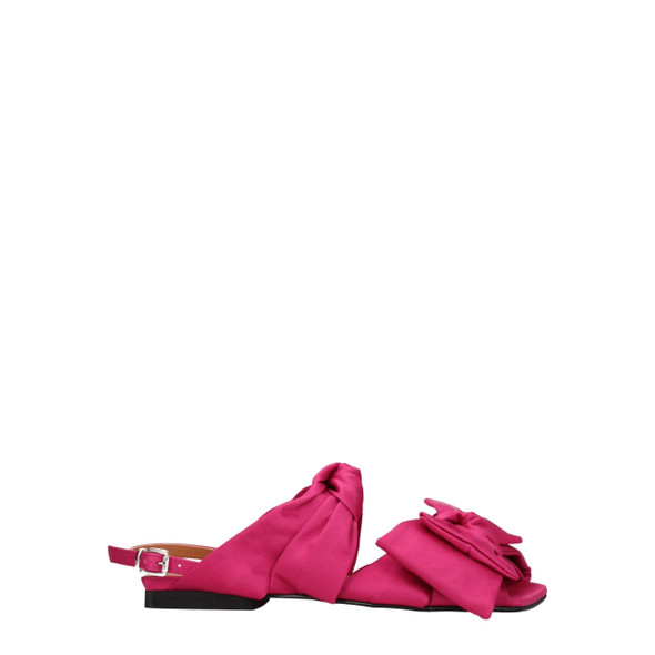 Ganni Pink Fabric Flat Sandals Ganni Pink Fabric Flat Sandals