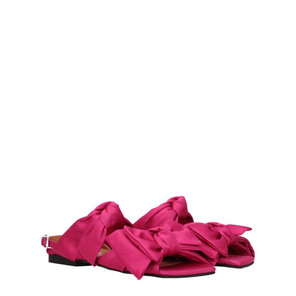 Ganni Pink Fabric Flat Sandals Ganni Pink Fabric Flat Sandals