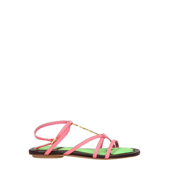 Jacquemus Pink Leather Flat Sandals Jacquemus Pink Leather Flat Sandals