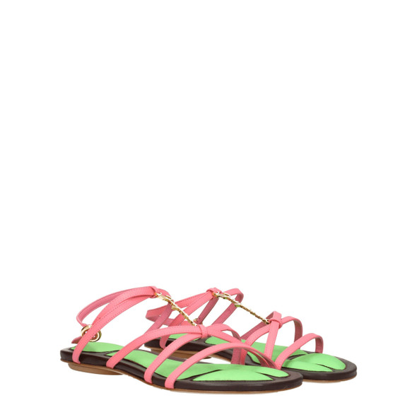 Jacquemus Pink Leather Flat Sandals Jacquemus Pink Leather Flat Sandals