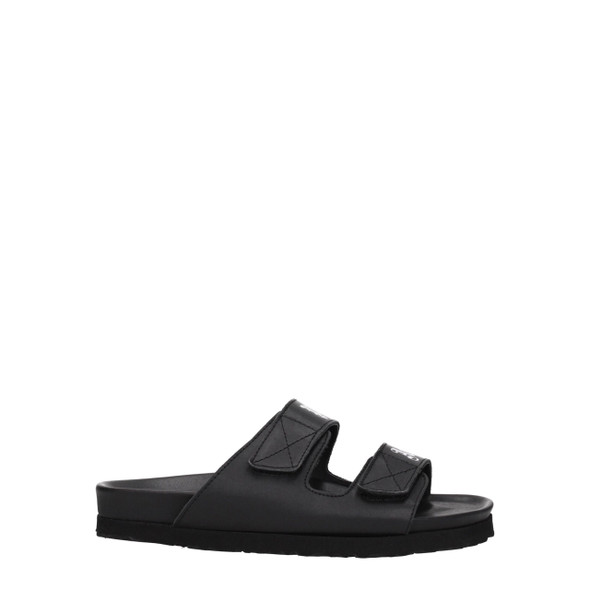 Palm Angels Black Leather Flat Sandals Palm Angels Black Leather Flat Sandals