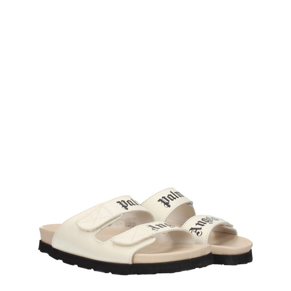 Palm Angels Beige Leather Flat Sandals Palm Angels Beige Leather Flat Sandals