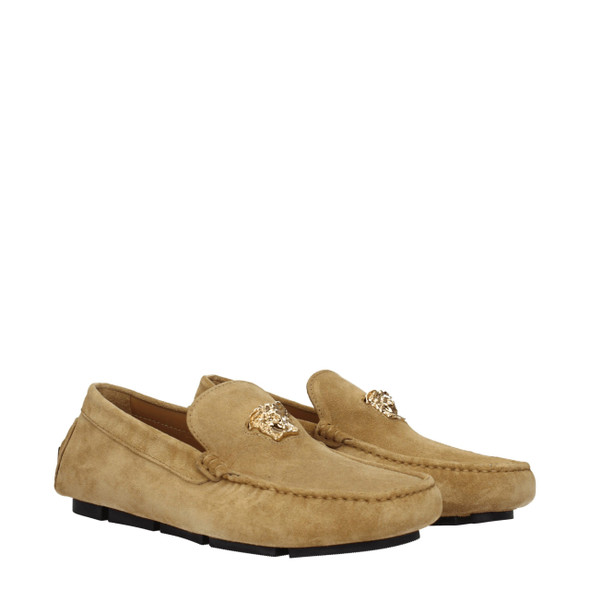 Versace Beige Leather Slip-On Loafers Versace Beige Leather Slip-On Loafers
