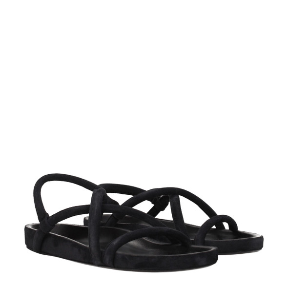 Black Leather Flat Sandals IS8547328229641BT Black Leather Flat Sandals IS8547328229641BT