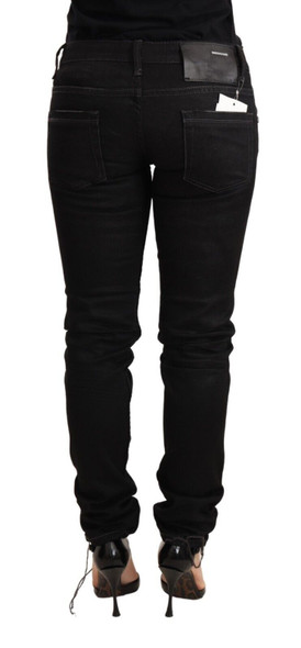 Acht Black Washed Cotton Slim Fit Denim Low Waist Trouser Jeans Acht Black Washed Cotton Slim Fit Denim Low Waist Trouser Jeans