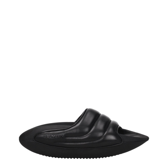 Balmain Black Leather Slippers Sandals BA8547345924361BT Balmain Black Leather Slippers Sandals BA8547345924361BT