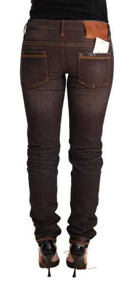 Acht Brown Washed Cotton Slim Fit Denim Low Waist Trouser Jeans Acht Brown Washed Cotton Slim Fit Denim Low Waist Trouser Jeans
