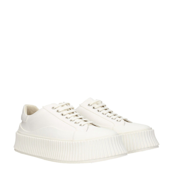 Jil Sander White Fabric Platform Sneakers Jil Sander White Fabric Platform Sneakers