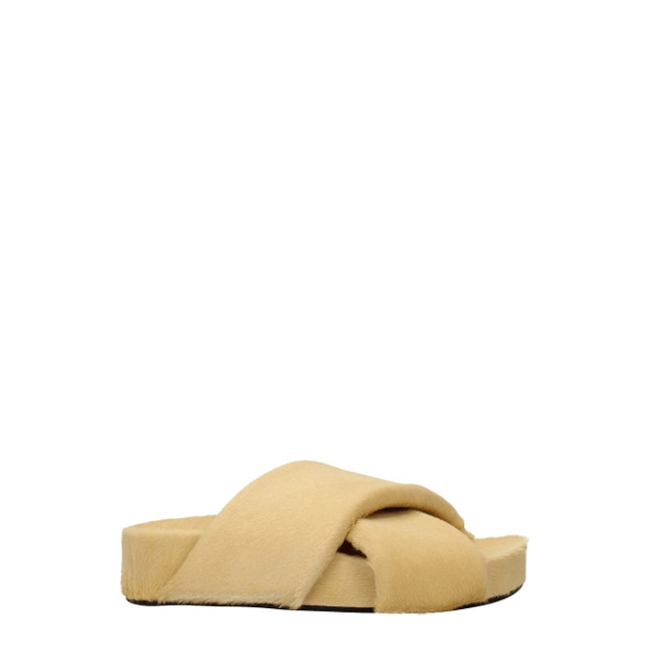 Beige Horsehair Slippers Sandals Beige Horsehair Slippers Sandals