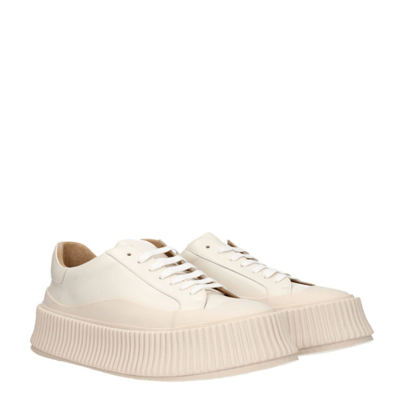 Jil Sander Beige Leather Platform Sneakers Jil Sander Beige Leather Platform Sneakers