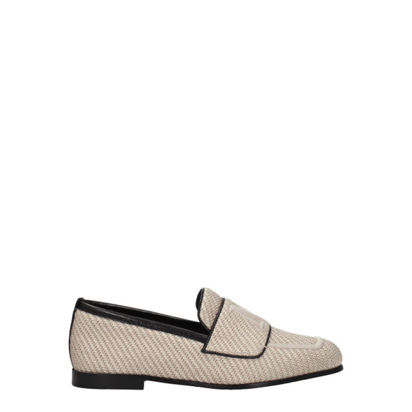 Beige Fabric Slip-On Loafers Beige Fabric Slip-On Loafers