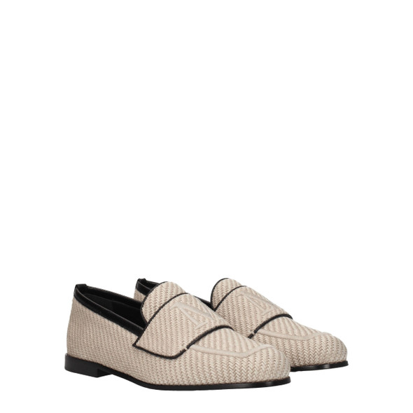 Beige Fabric Slip-On Loafers Beige Fabric Slip-On Loafers