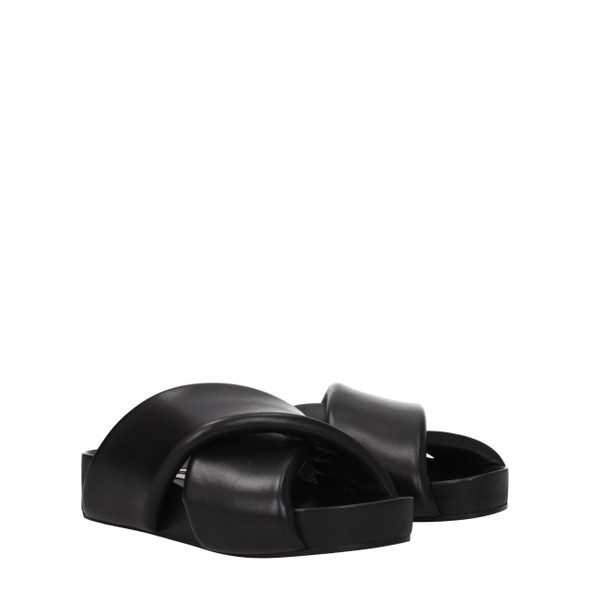 Jil Sander Black Leather Slippers Sandals Jil Sander Black Leather Slippers Sandals