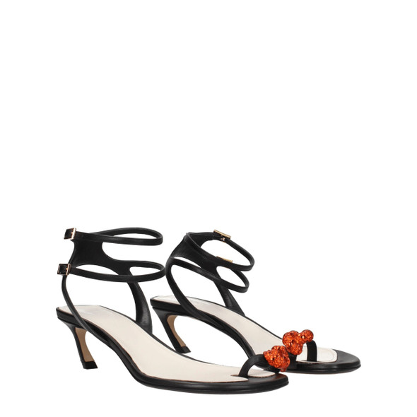 Black Leather Stiletto Heels Sandals LA8547355263241BT Black Leather Stiletto Heels Sandals LA8547355263241BT