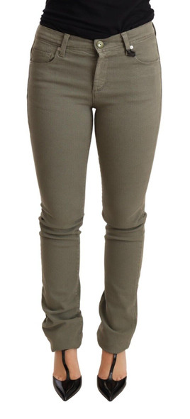 Ermanno Scervino Green Low Waist Skinny Slim Trouser Cotton Jeans Ermanno Scervino Green Low Waist Skinny Slim Trouser Cotton Jeans