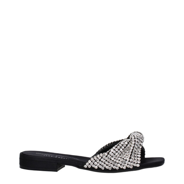 Black Satin Slippers Sandals Black Satin Slippers Sandals