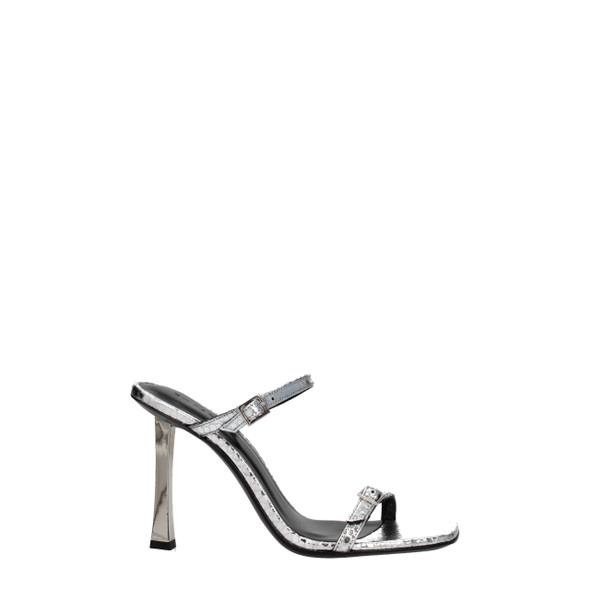 BY FAR Gray Leather Stiletto Heels Sandals BY FAR Gray Leather Stiletto Heels Sandals