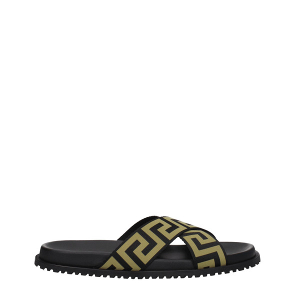 Versace Black Fabric Slippers Sandals Versace Black Fabric Slippers Sandals