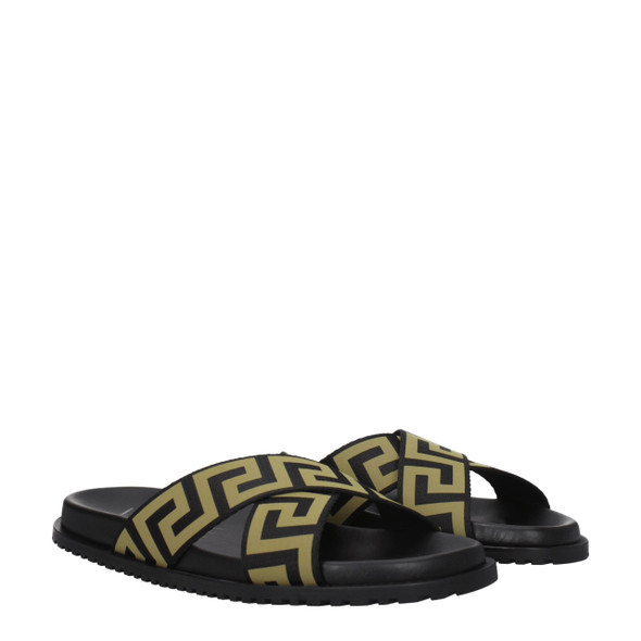 Versace Black Fabric Slippers Sandals Versace Black Fabric Slippers Sandals