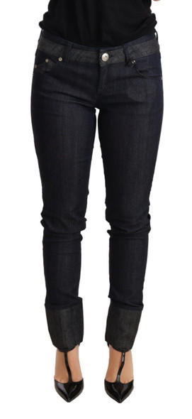 Ermanno Scervino Blue Skinny Folded Hem Denim Trouser Cotton Jeans Ermanno Scervino Blue Skinny Folded Hem Denim Trouser Cotton Jeans