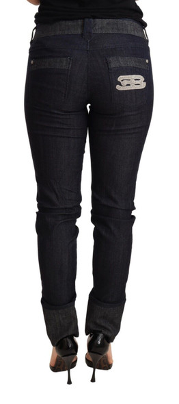 Blue Skinny Folded Hem Denim Trouser Cotton Jeans Blue Skinny Folded Hem Denim Trouser Cotton Jeans