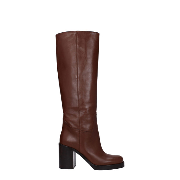 Prada Brown Leather High Heel Boots Prada Brown Leather High Heel Boots