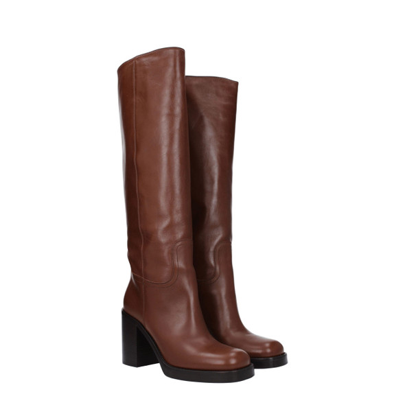 Brown Leather High Heel Boots Brown Leather High Heel Boots