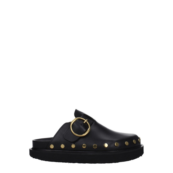 Isabel Marant Black Leather Slippers Sandals IS8547450028297BT Isabel Marant Black Leather Slippers Sandals IS8547450028297BT
