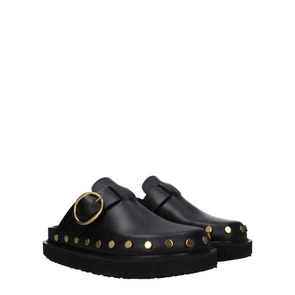 Isabel Marant Black Leather Slippers Sandals IS8547450028297BT Isabel Marant Black Leather Slippers Sandals IS8547450028297BT