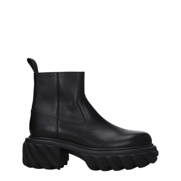 Off-White Black Leather Ankle Boots Off-White Black Leather Ankle Boots