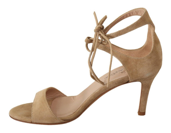 Maria Christina Beige Suede Leather Ankle Strap Pumps Shoes Maria Christina Beige Suede Leather Ankle Strap Pumps Shoes