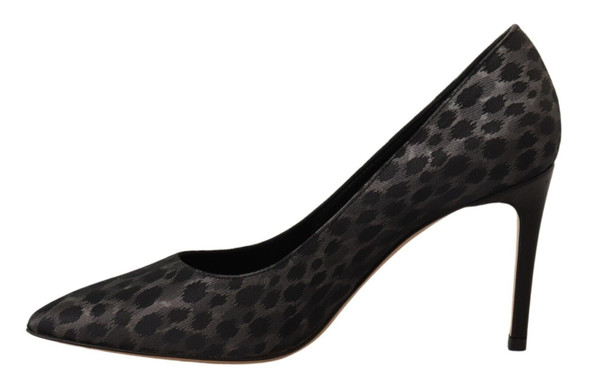 Sofia Black Leopard Leather Stiletto High Heels Pumps Shoes Sofia Black Leopard Leather Stiletto High Heels Pumps Shoes