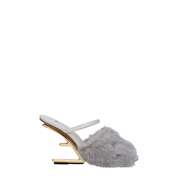 Fendi Gray Mink Slippers Sandals Fendi Gray Mink Slippers Sandals