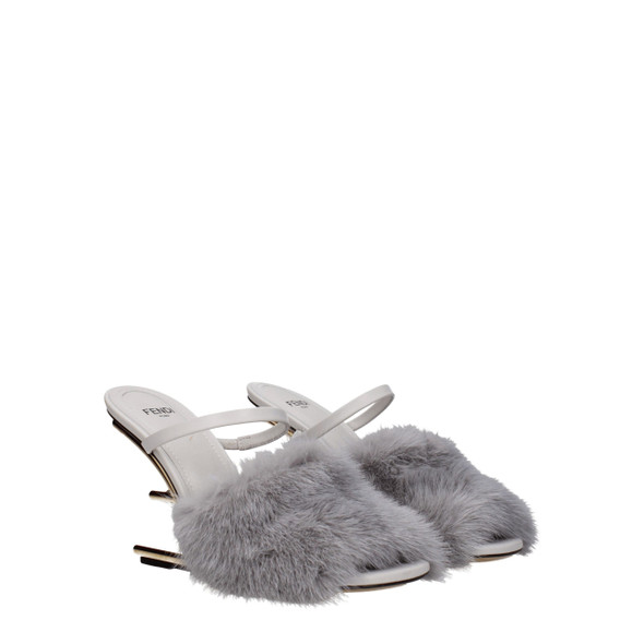 Fendi Gray Mink Slippers Sandals Fendi Gray Mink Slippers Sandals