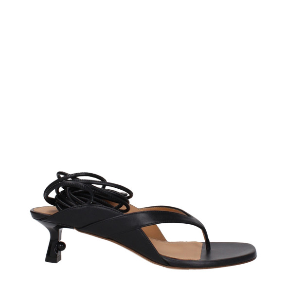 Off-White Black Leather Flip-Flop Sandals Off-White Black Leather Flip-Flop Sandals