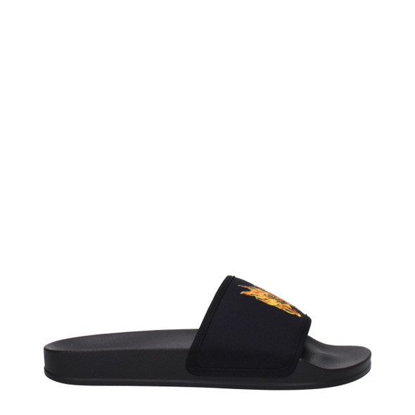 Palm Angels Black Fabric Slippers Sandals Palm Angels Black Fabric Slippers Sandals
