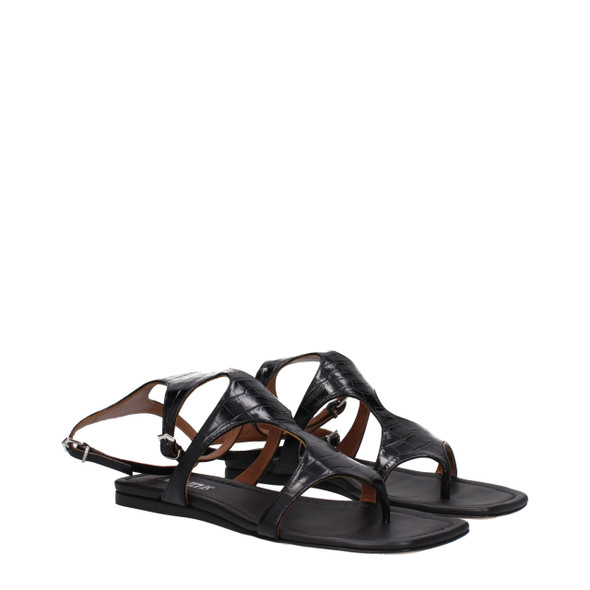 Paris Texas Black Leather Flip-Flop Sandals Paris Texas Black Leather Flip-Flop Sandals