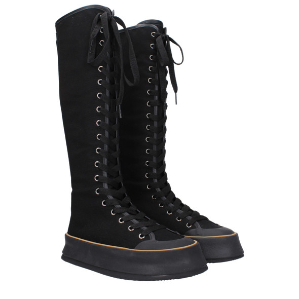 Max Mara Black Fabric Lace-Up Boots Max Mara Black Fabric Lace-Up Boots