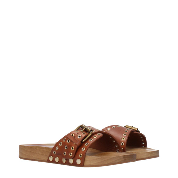 Isabel Marant Brown Leather Slippers Sandals Isabel Marant Brown Leather Slippers Sandals