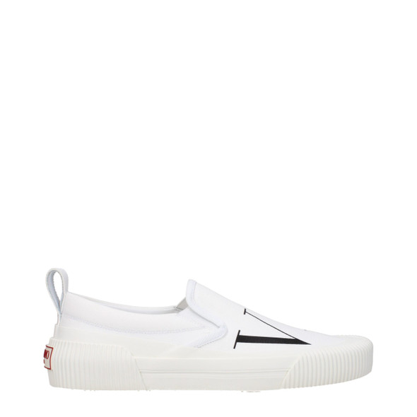 Valentino Garavani White Fabric Slip-On Loafers Valentino Garavani White Fabric Slip-On Loafers
