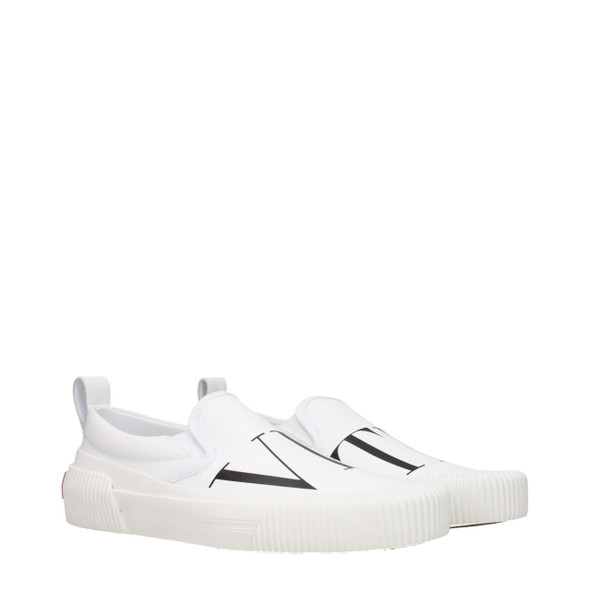 Valentino Garavani White Fabric Slip-On Loafers Valentino Garavani White Fabric Slip-On Loafers