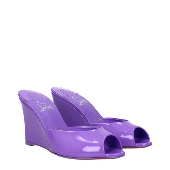Christian Louboutin Purple Leather Wedges Sandals Christian Louboutin Purple Leather Wedges Sandals