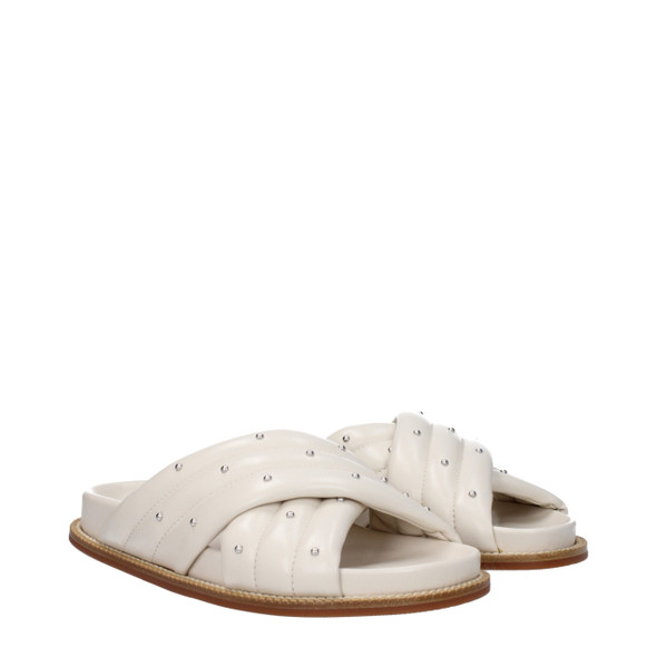 Fabiana Filippi Beige Leather Slippers Sandals Fabiana Filippi Beige Leather Slippers Sandals
