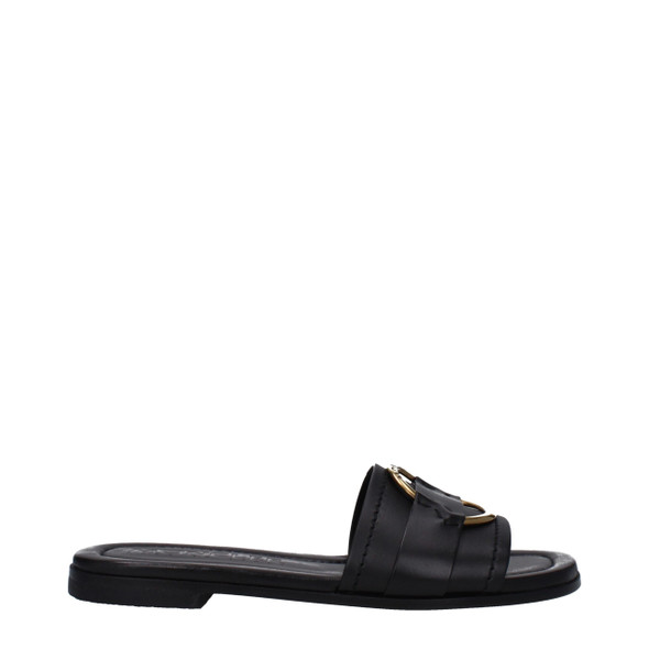 Black Leather Slippers Sandals MO9353158000905BT Black Leather Slippers Sandals MO9353158000905BT