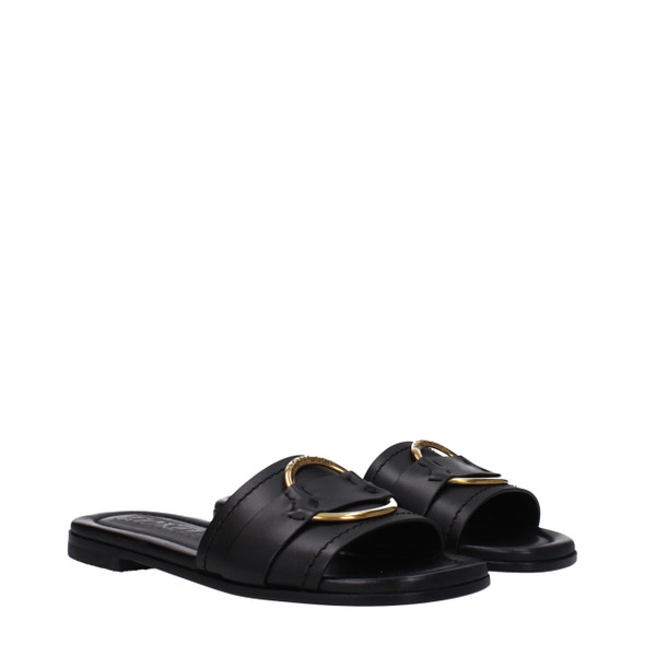 Black Leather Slippers Sandals MO9353158000905BT Black Leather Slippers Sandals MO9353158000905BT