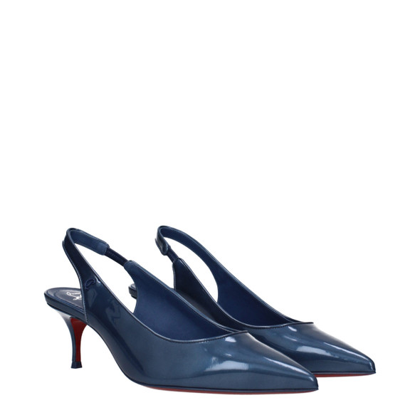 Christian Louboutin Blue Leather Mid Heel Pumps Christian Louboutin Blue Leather Mid Heel Pumps