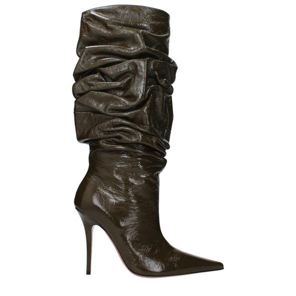 Green Leather High Heel Boots Green Leather High Heel Boots