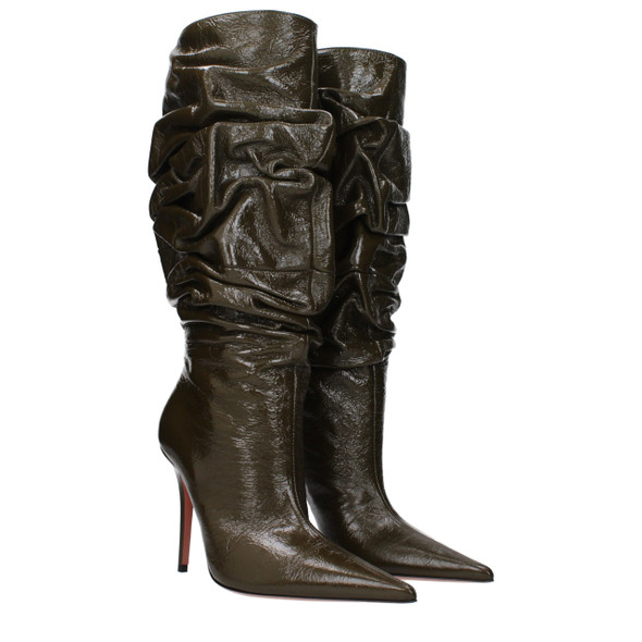 Green Leather High Heel Boots Green Leather High Heel Boots