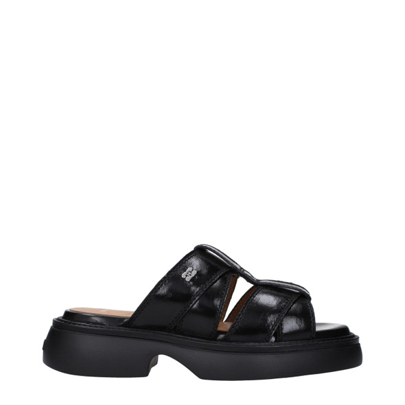 Ganni Black Fabric Slippers Sandals Ganni Black Fabric Slippers Sandals