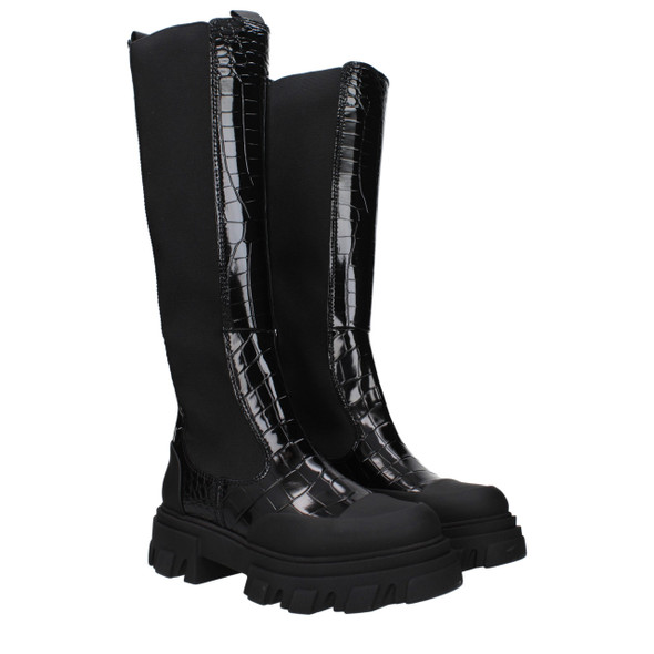Ganni Black Leather Over The Knee Ganni Black Leather Over The Knee